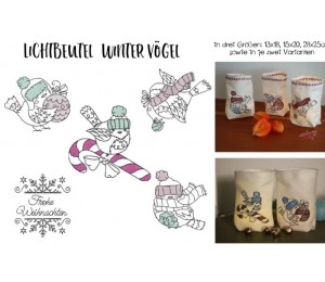 Stickserie ITH - Lichtbeutel Winter Vögelchen 